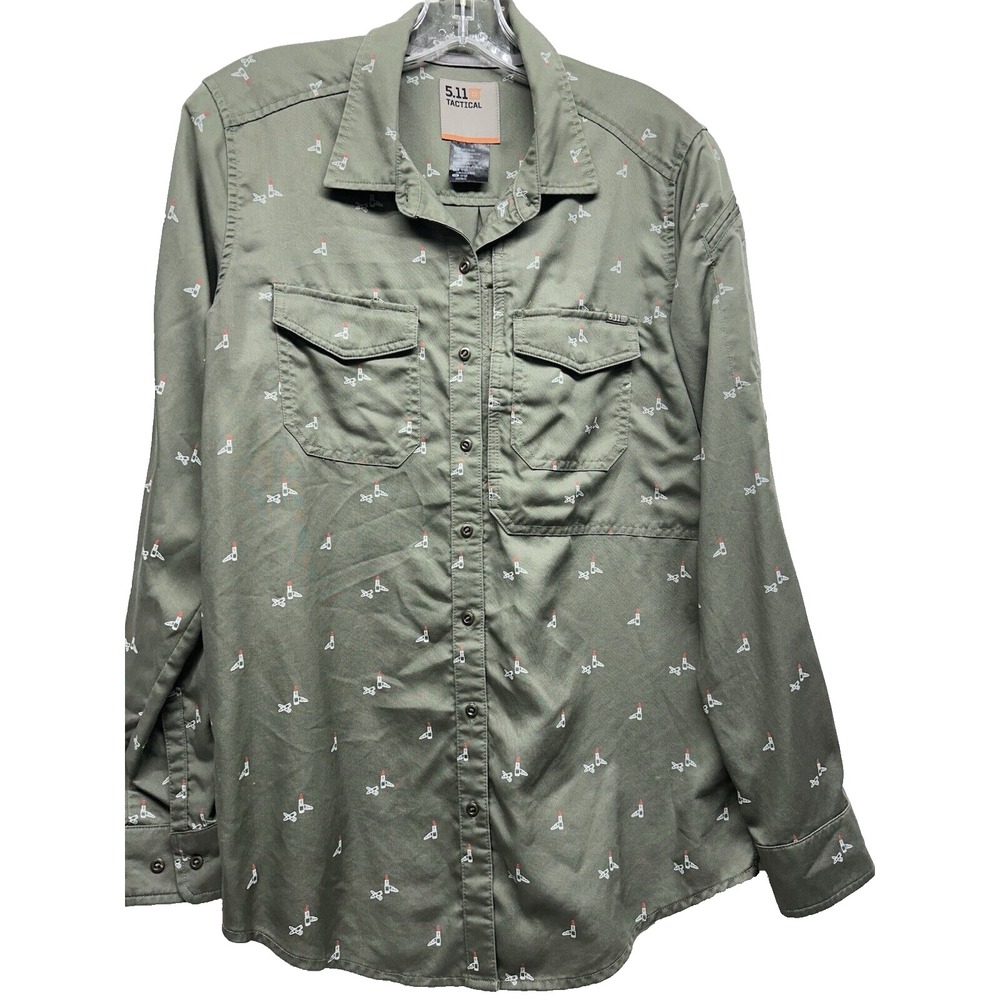 5.11 Tactical Women's Medium Lipstick/Bullets Long Sleeve Button Up Shirt (D2)
